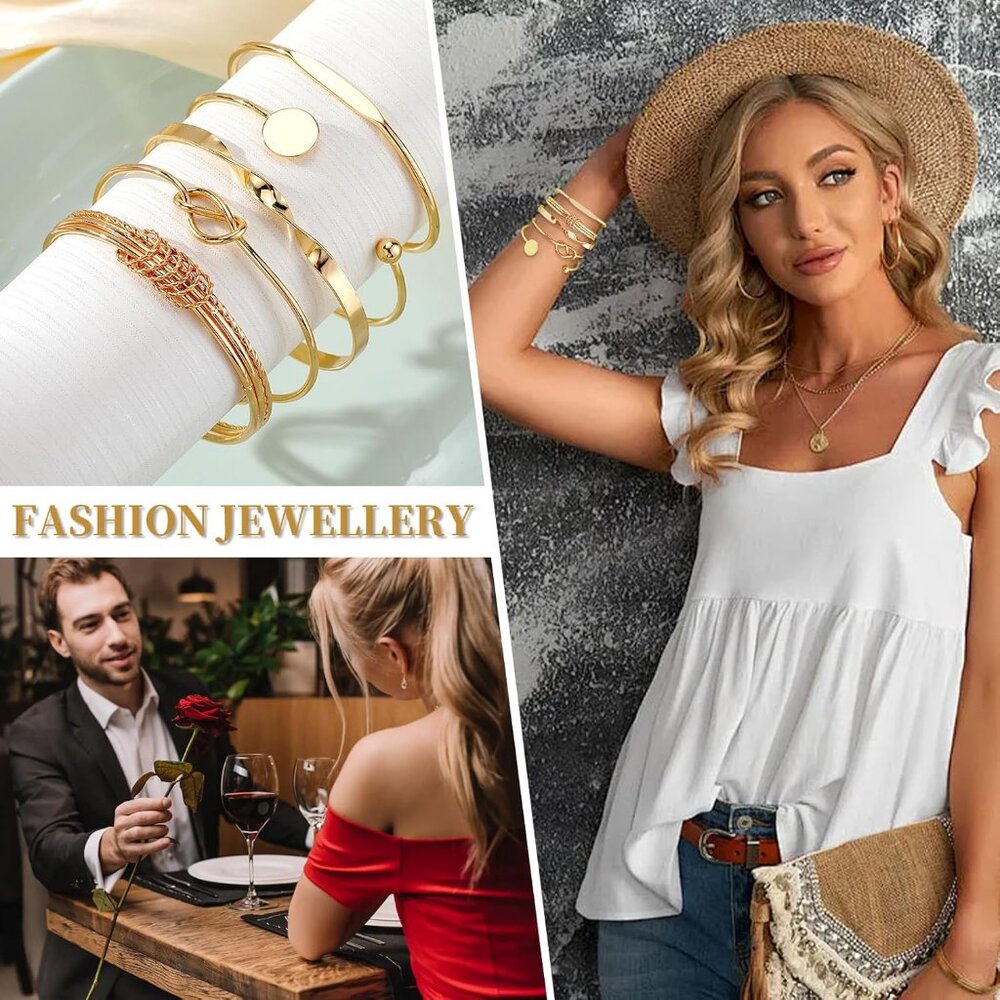 Versatile 6-Piece Stackable Cuff Bracelets For Wo… - image 4